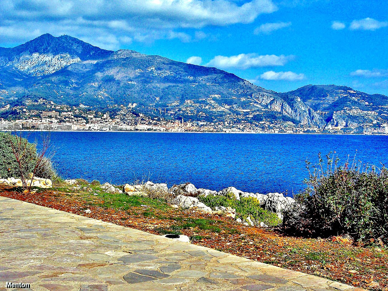 View of Menton from Cap Martin on the eastern French Riviera